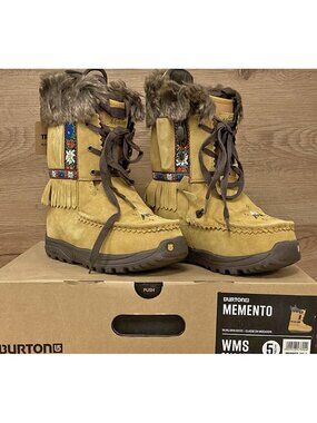 NEW Burton Memento PR Snowboard Boots! 5 5.5 7 Tan Mukluk Style Faux Fur Detail